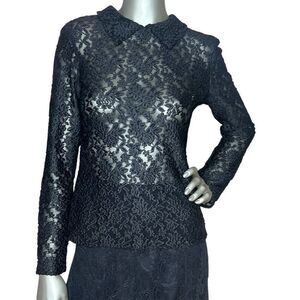 Kova & T Black Lace Long-Sleeve Top